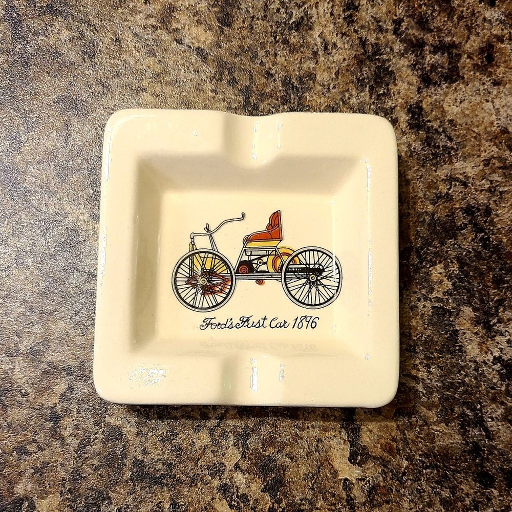 Vintage Ford's First Car 1896 Square Ceramic Ashtray